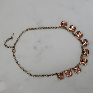 Retro Glam Square Cut Crystal Necklace: Blush Pink